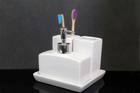 WIGANO Stone Made Soap Dispenser with Pump Bathroom Accessories Set ...