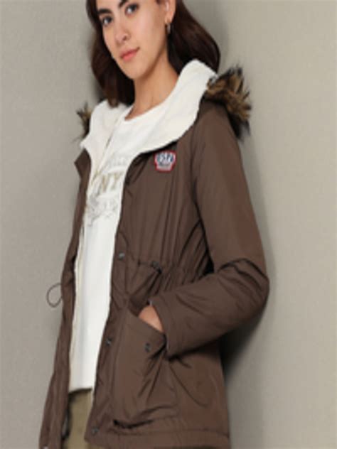 Buy U.S. Polo Assn. Women Hooded Longline Parka Jacket With Faux Fur ...