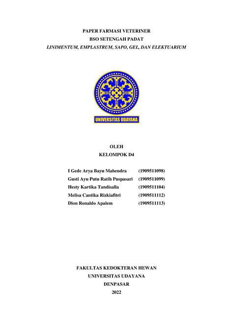 Farmasi Vet D4-BSO Setengah Padat-1 - PAPER FARMASI VETERINER BSO ...