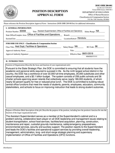 Fillable Online 147. DOE OHR 200-001 Position Description Approval ...