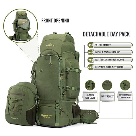 Tripole Colonel Pro Metal Frame Rucksack with Detachable Day Pack and ...