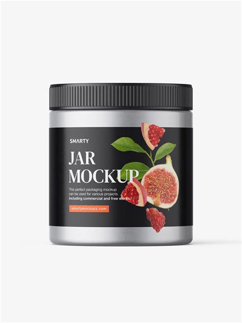 Jar with tampered lid mockup / metallic - Mockups Design