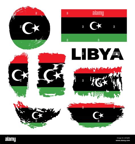 Elegant grunge flag of Libya country. Happy independence day of Libya. Brush flag on white ...