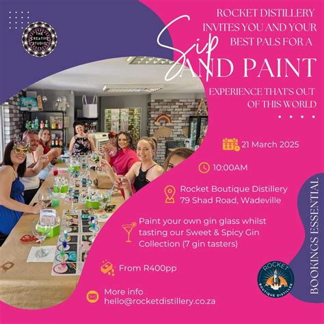 Sip & Paint @ Rocket Distillery, 79 Shad road, 1428 Wadeville, South ...
