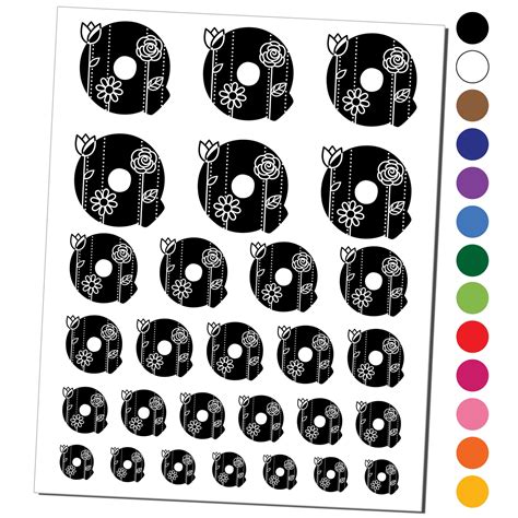 Sweet and Cute Flowers Rounded Block Letter Q Water Resistant Temporary Tattoo Set Fake Body Art ...