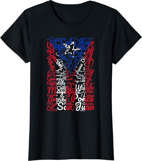 Pueblos en la bandera de Puerto Rico Cities of Puerto Rico T-Shirt - Walmart.com