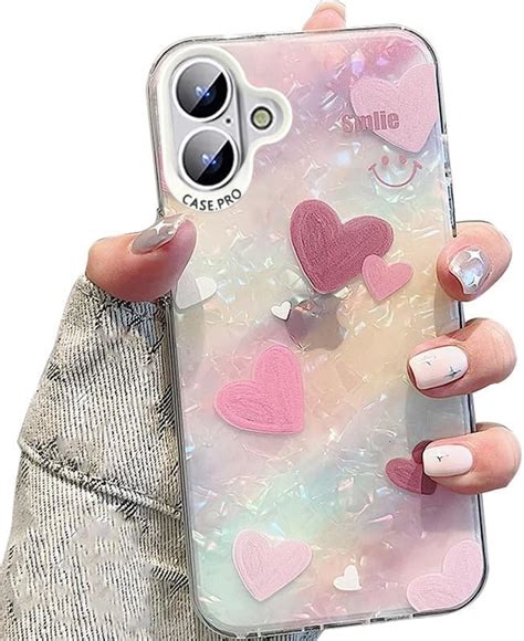 mobistyle Designed for iPhone 16 |Shining Shell Love Heart Pattern ...