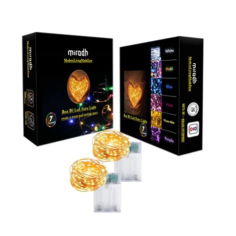 Buy MIRADH 2 Pack of 10 Feet 30 Led Fairy Lights Battery Operated Led ...