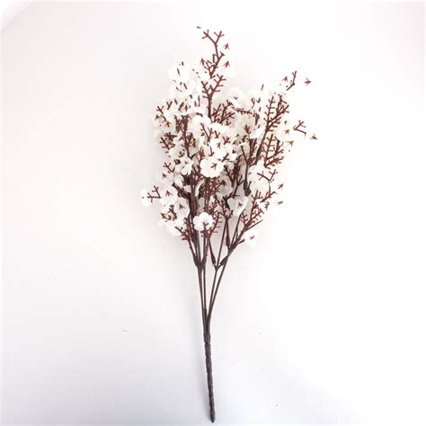 Artificial Flower Baby's Breath Silk White 5 Branches 35cm 1 Bunch ...