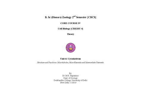 1588421159 Z(H)-II-Cell Biology-Cytoskeleton - B. Sc (Honors) Zoolo ...