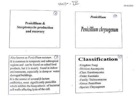 Penicillium and Streptomycin production and recovery - cell walls ...