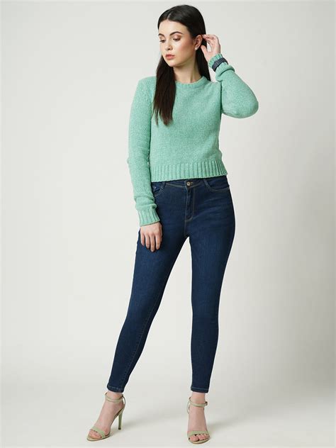 Buy Women Jade Green Slim Sweater | Kraus Jeans