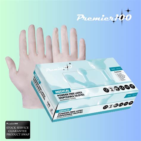 NM-100-LTX – Latex Powder-free Disposable Gloves Box of 100 Medical ...
