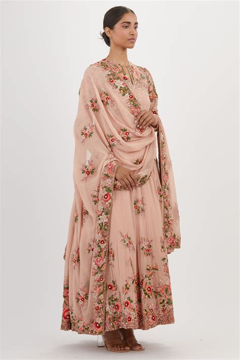 Anarkali Kurta Set in Floral Thread embroidery – Nakul Sen
