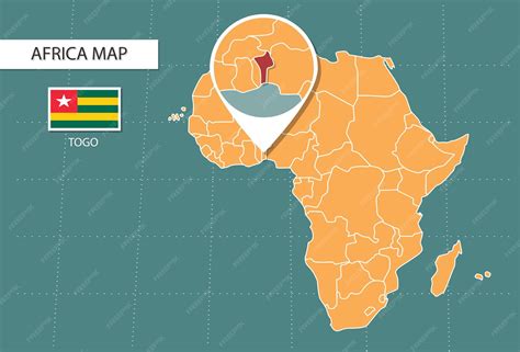 Premium Vector | Togo map in africa zoom version icons showing togo location and flags