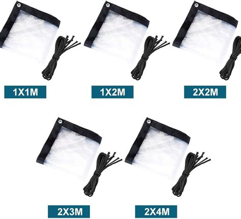 Buy MKWEY Lona PVC Impermeable Transparente 6.5x6.5ft, Lonas Con Ojales ...