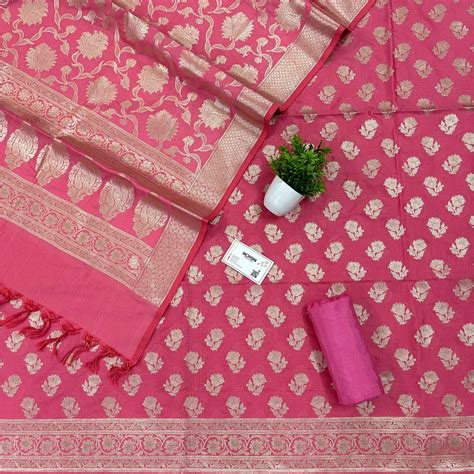 Peach Shringar Katan Silk Banarasi Suit – Mohsin Textiles