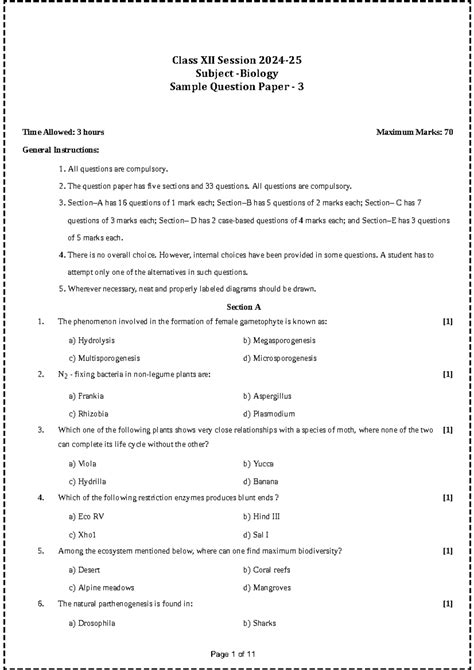 12 bio sample paper 3 - Time Allowed: 3 hours Maximum Marks: 70 General ...