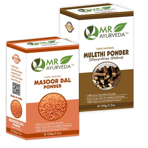 MR Ayurveda 100% Pure Masoor Dal Powder and Mulethi Powder - Set of 2 ...