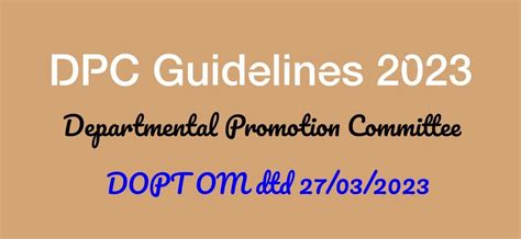 DPC (Departmental Promotion Commitees) Guidelines 2023 | Download DOPT ...