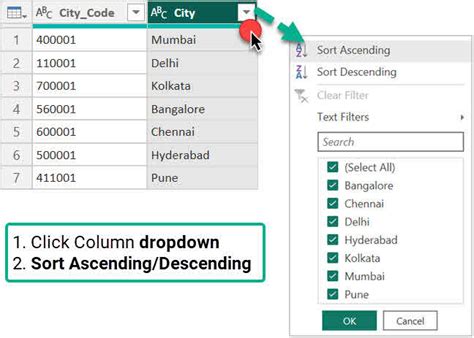 Image result for Powe Query Sort 2 Row