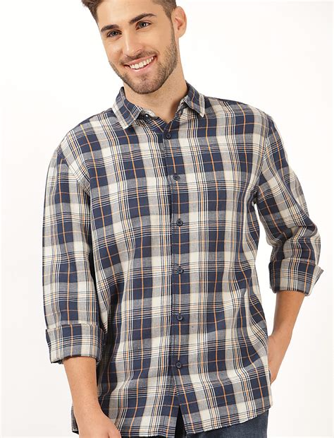 Buy Linen Mix Checked Spread Collar Shirt at Marks & Spencer