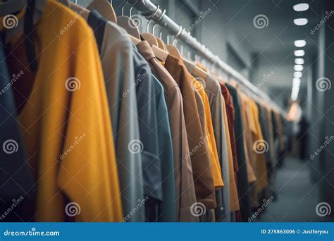 Clothes Hanging on Hangers on Racks. Generative Ai Stock Illustration ...