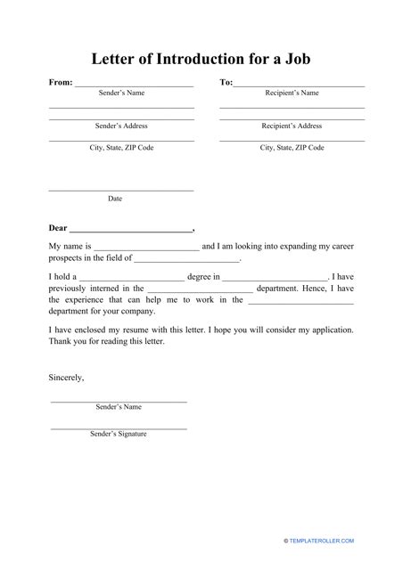 Image result for Letter of Introduction for Job