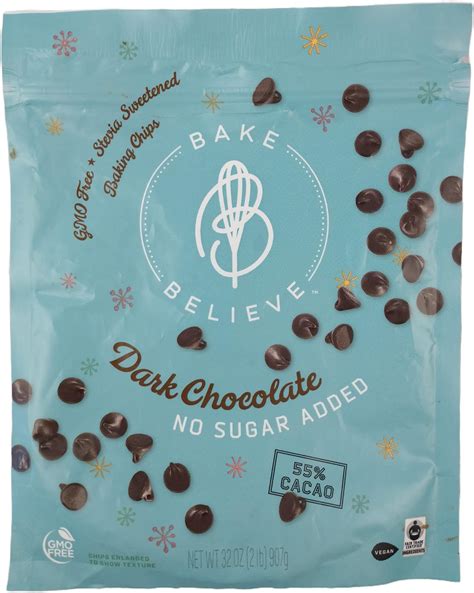 Amazon.com: Bake Believe Dark Chocolate No Sugar Added Baking Chips, 32oz