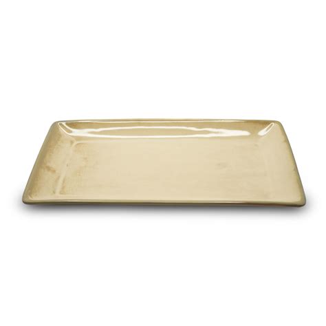 Warp Rectangular Platter Large | Moon White - Yellow Marigold India