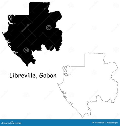 Libreville Gabon. Detailed Country Map with Location Pin on Capital City Stock Vector ...