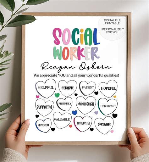 Social Worker Printable, Social Worker Appreciation, Recognition, Social Workers Month, Social ...