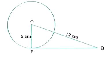 A tangent PQ point P of a circle of radius 5cm meets a line through the ...