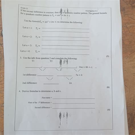 Image result for Quadratic Number Pattern Formula