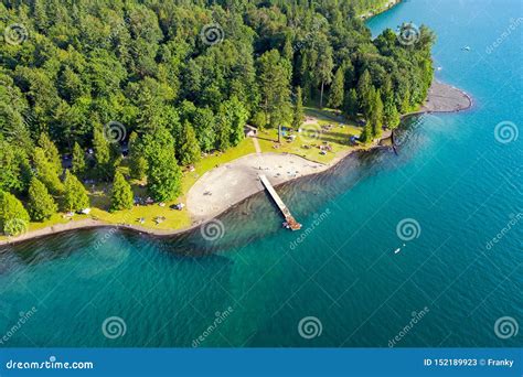 Aerial Photo of Cultus Lake in Chilliwack, B.C. while People are ...