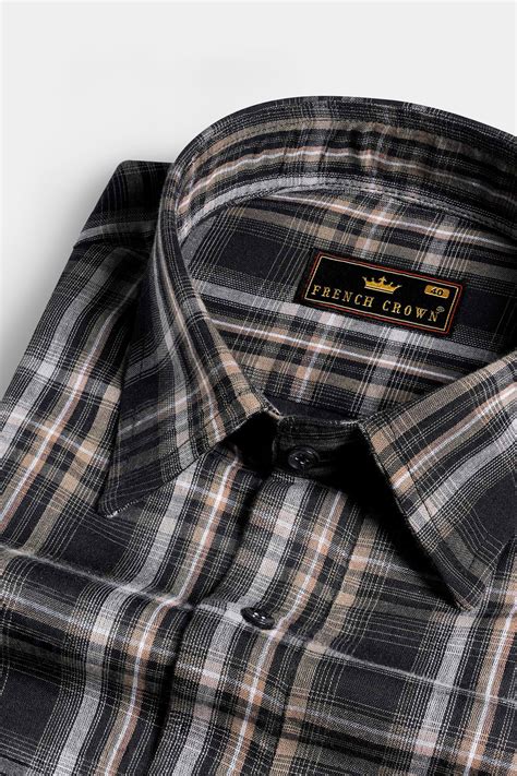 Jade Black and Flint Brown Formal/Casual Checks-Plaid Premium Cotton ...