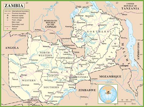 Zambia Maps | Printable Maps of Zambia for Download