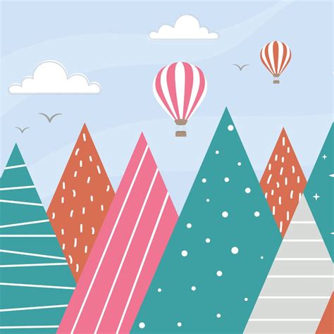 Playful Mountain Landscape, Kids Room Wallpaper – Life n Colors