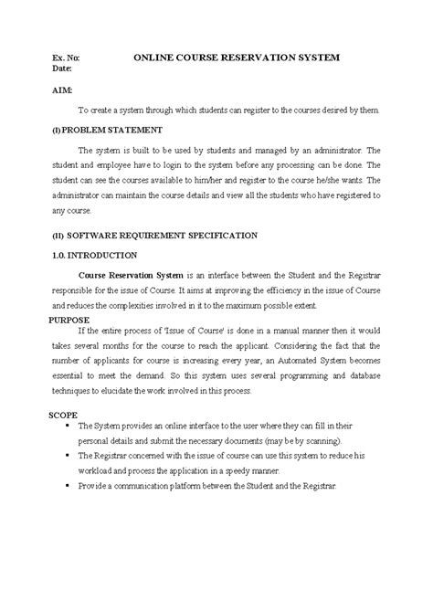 Online Course Reservation System Lab Manual - Overview and Details ...