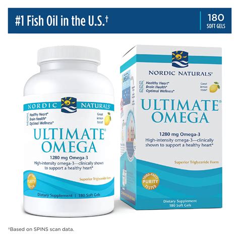 Nordic Naturals Ultimate Omega Softgels, Lemon, 1280 mg, Fish Oil, 180 ...