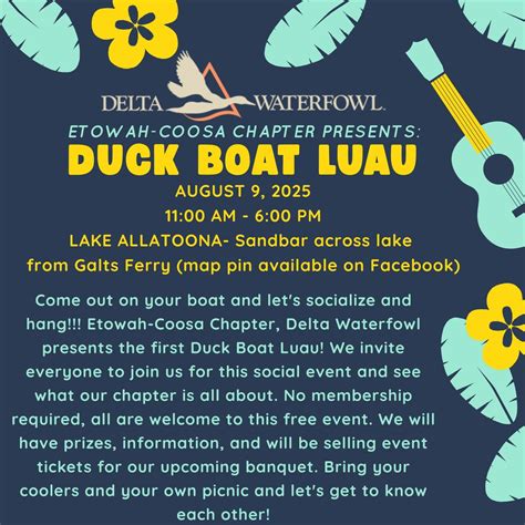 Delta Duck Boat Luau, DWF Boat Luau, Acworth, 9 August 2025 | AllEvents
