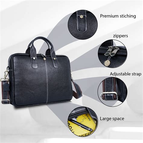 black leather laptop bag