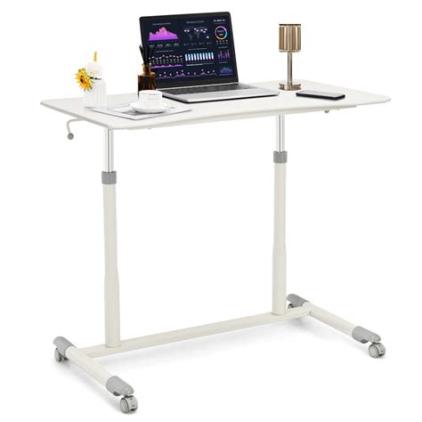 Buy COSTWAYMobile Height Adjustable Standing Desk, Compact Pneumatic ...