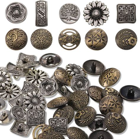 Amazon.com: Syhood 80 Pcs Metal Buttons Mixed Vintage Style Buttons ...