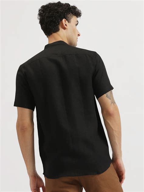 Black Half Sleeve Shirts for Men | Chinese Collar – Linen Trail