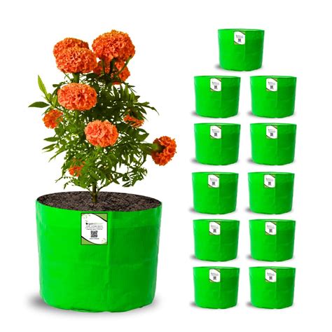 ORGANIC BAZAR 9x9 Grow Bags for Terrace Garden | Premium HDPE 220 GSM ...