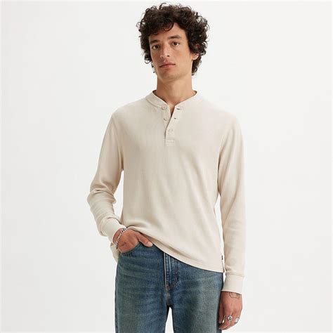 Levi's Retro Men's Thermal Three Button Henley Shirt Rainy Day