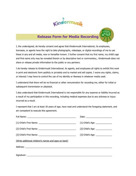 Image result for Media Release Form Template