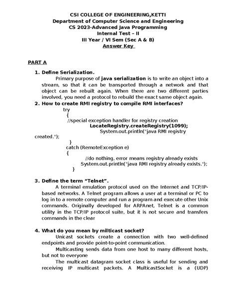 Unit II-AJP - Unit2 - CSI COLLEGE OF ENGINEERING,KETTI Department of ...