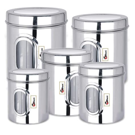 Ebun Stainless Steel See Through Containers Combo Set - 750 Gms to 2 k ...